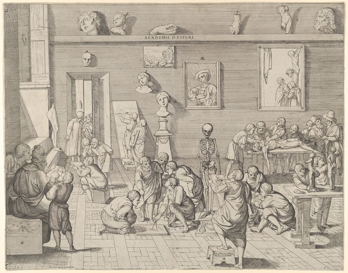 An Academy of Painters, Pierfrancesco Alberti (Italian, 1584–1638), Etching 