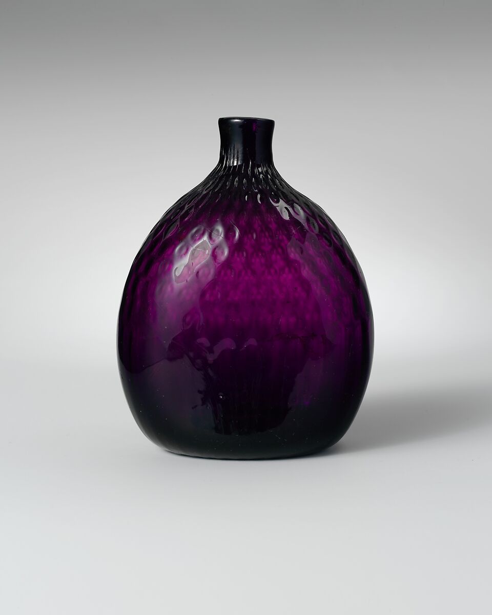 Flask, Blown pattern-molded lead glass, American 