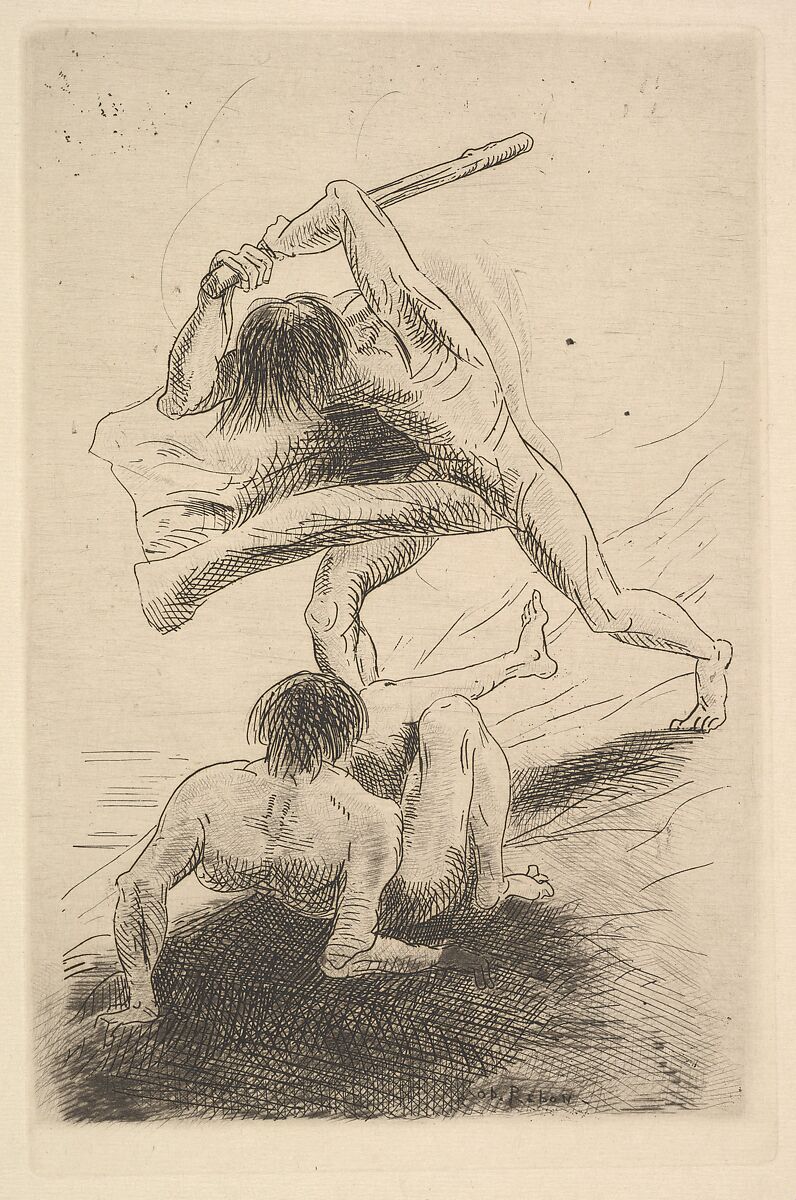 Cain and Abel, Odilon Redon (French, Bordeaux 1840–1916 Paris), Etching 