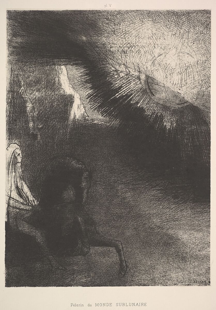 Pilgrim from a sublunar world, Odilon Redon (French, Bordeaux 1840–1916 Paris), Lithograph 