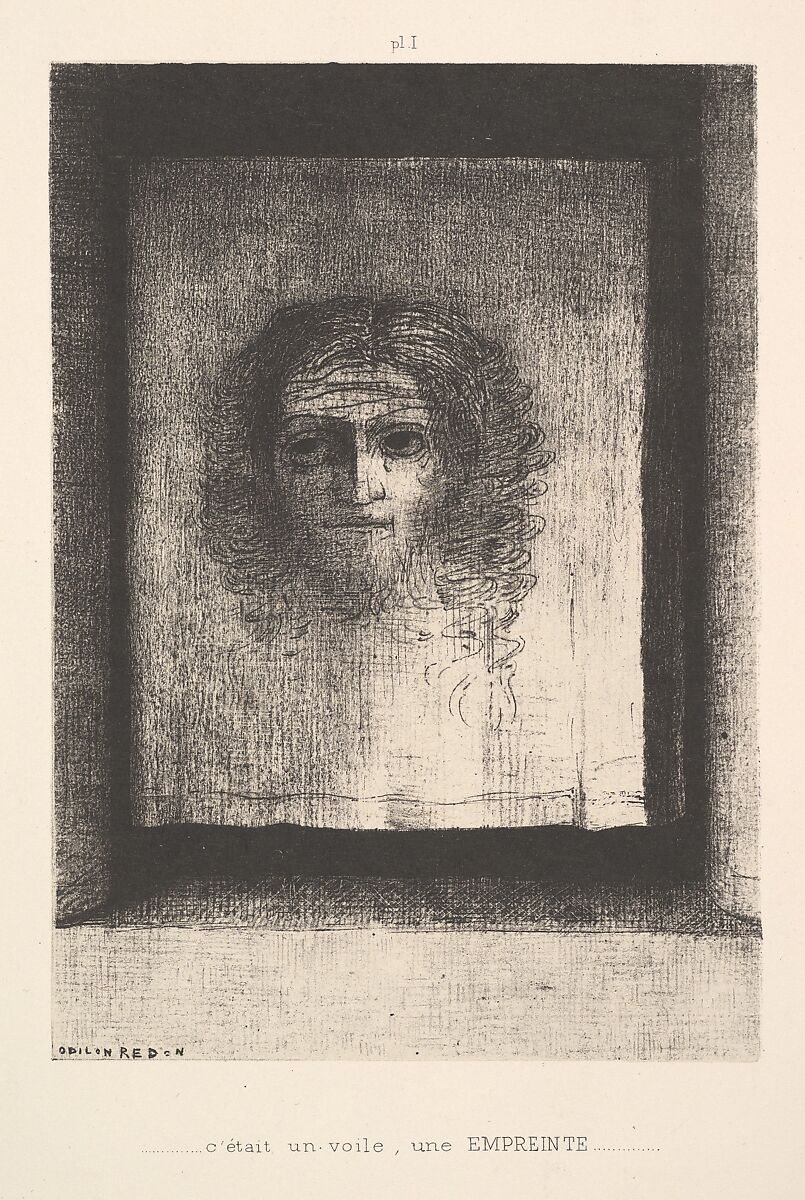 A Veil, a Printed Image, Odilon Redon (French, Bordeaux 1840–1916 Paris), Lithograph 