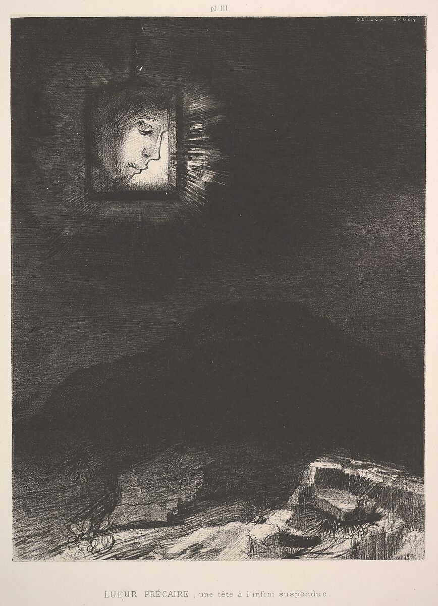 The vague glimmer of a head suspended in space, Odilon Redon (French, Bordeaux 1840–1916 Paris), Lithograph 