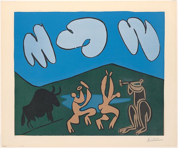 Bacchanal with a Black Bull, Pablo Picasso (Spanish, Malaga 1881–1973 Mougins, France), Linoleum cut