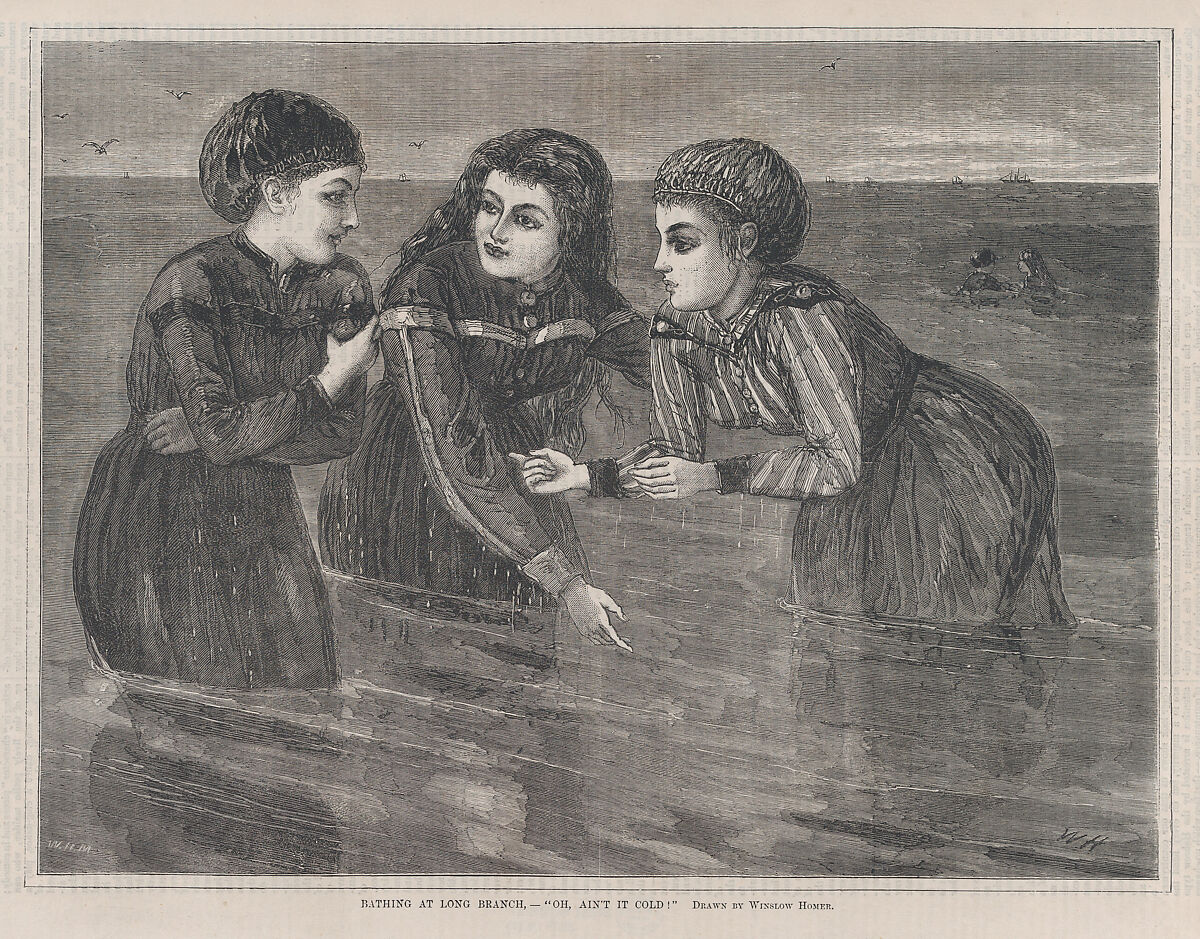 Bathing at Long Branch "Oh, Ain't It Cold" (Every Saturday, Vol. III, New Series), After Winslow Homer (American, Boston, Massachusetts 1836–1910 Prouts Neck, Maine), Wood engraving 
