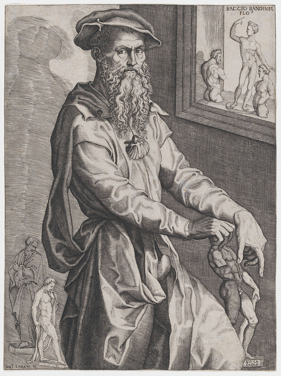 Portrait of Baccio Bandinelli, Niccolò della Casa (French, active Italy, ca. 1543–48), Engraving; second state of two 