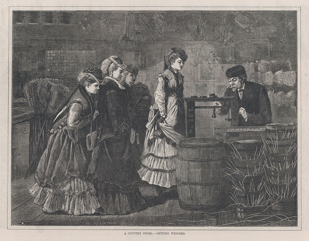 A Country Store – Getting Weighed (Every Saturday, Vol. II, New Series), After Winslow Homer (American, Boston, Massachusetts 1836–1910 Prouts Neck, Maine), Wood engraving 