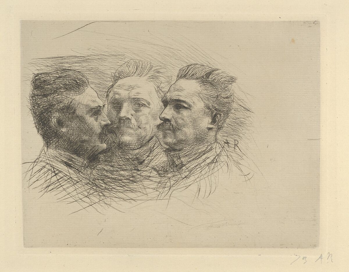 Portrait of Henri Becque, Auguste Rodin (French, Paris 1840–1917 Meudon), Drypoint on laid paper 