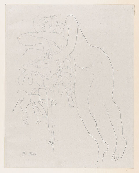 "Demain, si les genies veulent...", Auguste Rodin (French, Paris 1840–1917 Meudon), Lithograph, contours only 