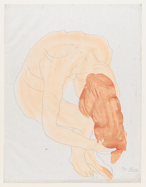 "La seconde a une abondante chevelure...", Auguste Rodin (French, Paris 1840–1917 Meudon), Color lithograph 
