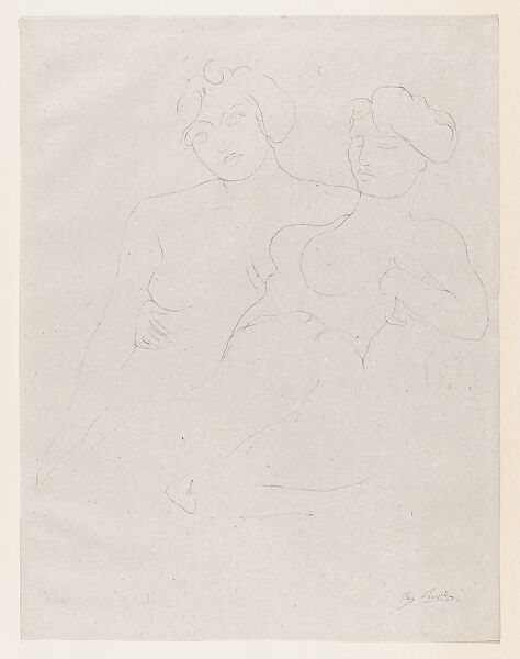 "Petite, petite amie de mes seins et de mon ame...", Auguste Rodin (French, Paris 1840–1917 Meudon), Lithograph, contours only 