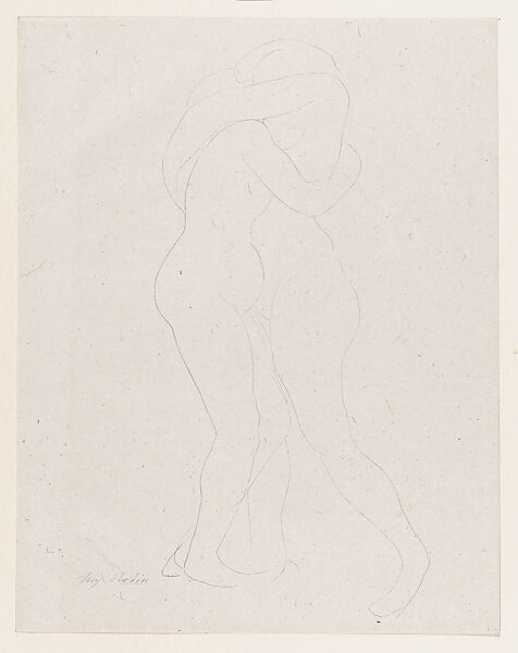 "Jamais plus nous ne connaitrons le gout si apre de ses baisers!...", Auguste Rodin (French, Paris 1840–1917 Meudon), Lithograph, contours only 