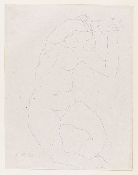 "Elle etait suspendue...", Auguste Rodin (French, Paris 1840–1917 Meudon), Lithograph, contours only 