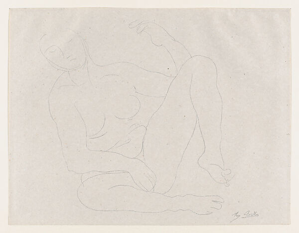 "A peine si, par les hublots et les fenetres eclairees, je pus voir...", Auguste Rodin (French, Paris 1840–1917 Meudon), Lithograph, contours only 