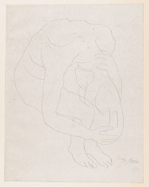 "La seconde a une abondante chevelure...", Auguste Rodin (French, Paris 1840–1917 Meudon), Lithograph, contours only 