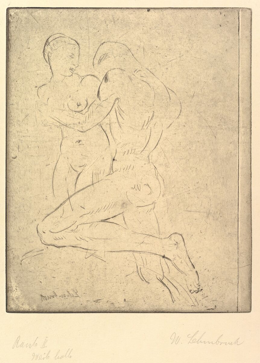 Rape II (Raub II, Weib halb), Wilhelm Lehmbruck (German, Duisburg 1881–1919 Berlin), Drypoint; second state of two 