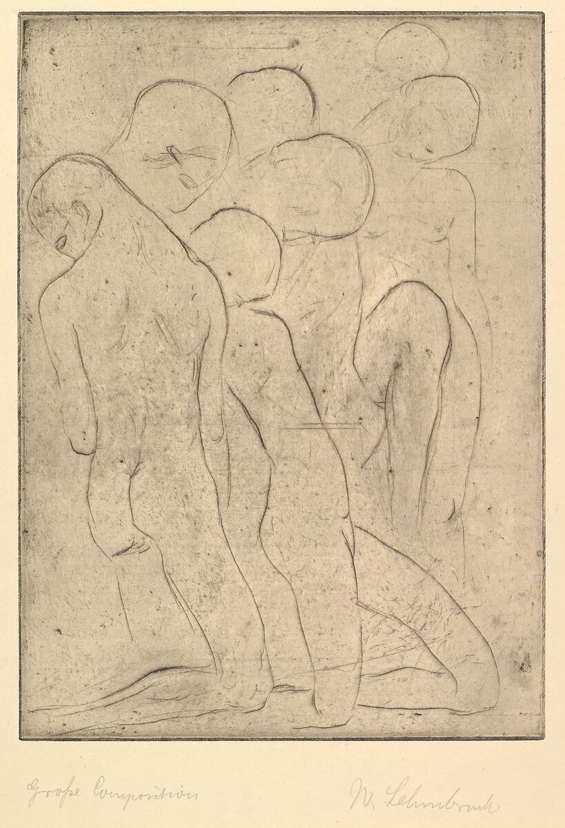 Composition (Große Komposition), Wilhelm Lehmbruck (German, Duisburg 1881–1919 Berlin), Drypoint; second state of three 