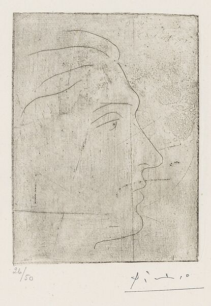 Profile I, Pablo Picasso (Spanish, Malaga 1881–1973 Mougins, France), Drypoint 