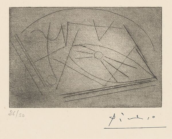 The Guitar on a Table, Pablo Picasso (Spanish, Malaga 1881–1973 Mougins, France), Etching and drypoint 