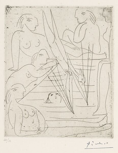 Bathing, Pablo Picasso (Spanish, Malaga 1881–1973 Mougins, France), Etching 