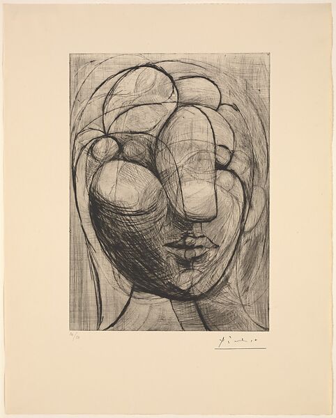 Head of a Woman, Pablo Picasso (Spanish, Malaga 1881–1973 Mougins, France), Drypoint 