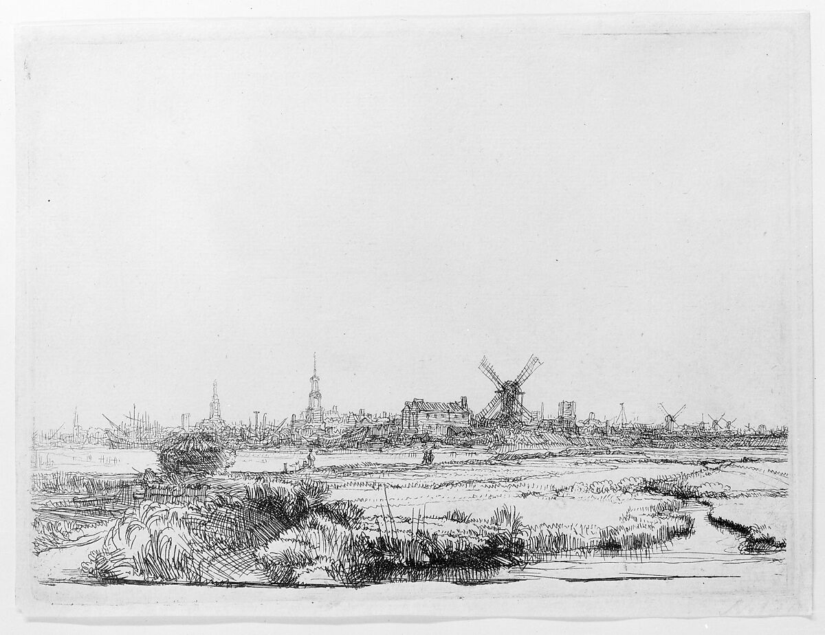 View of Amsterdam from the Northwest, Rembrandt (Rembrandt van Rijn) (Dutch, Leiden 1606–1669 Amsterdam), Etching