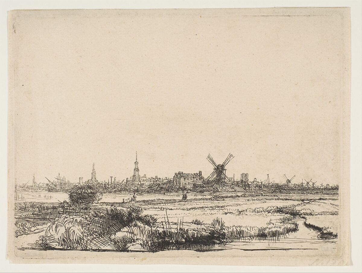 View of Amsterdam from the Northwest, Rembrandt (Rembrandt van Rijn) (Dutch, Leiden 1606–1669 Amsterdam), Etching 