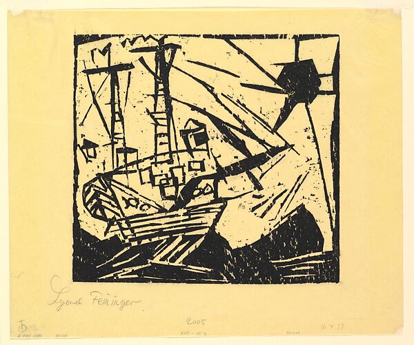 The Ship with Sun (Das Schiff mit Sonne), Lyonel Charles Feininger (American, New York 1871–1956 New York), Woodcut 