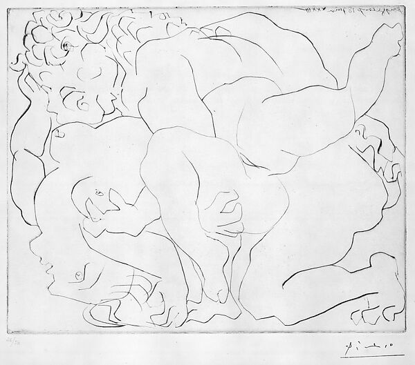 Minotaur Raping a Woman, Pablo Picasso (Spanish, Malaga 1881–1973 Mougins, France), Drypoint