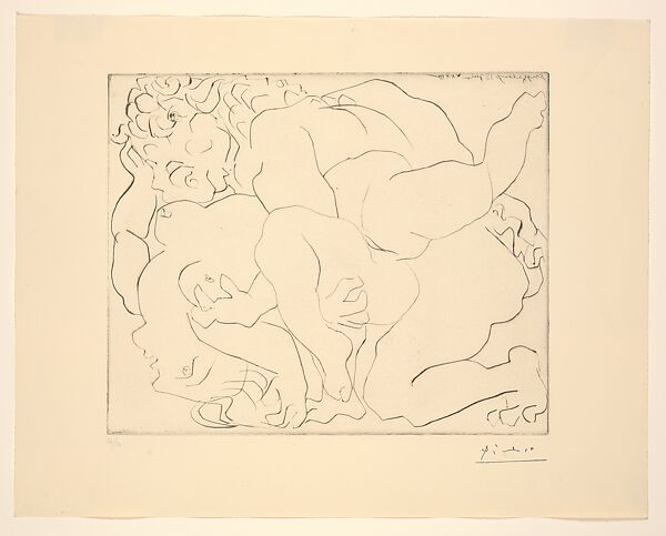 Minotaur Raping a Woman, Pablo Picasso (Spanish, Malaga 1881–1973 Mougins, France), Drypoint 