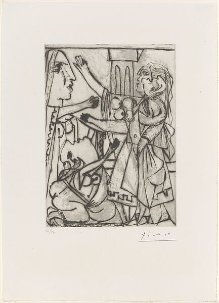 The Women's Lament, from Lysistrata by Aristophanes, Pablo Picasso (Spanish, Malaga 1881–1973 Mougins, France), Aquatint, burin and drypoint 