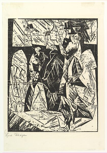 Promenaders (Spaziergänger), Lyonel Charles Feininger (American, New York 1871–1956 New York), Woodcut 
