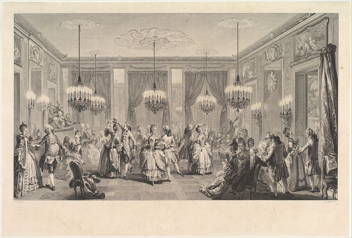 Le Bal Paré, Antoine Jean Duclos (French, Paris 1742–1795 Paris), Proof with etching and engraving; second state of four (Bocher) 