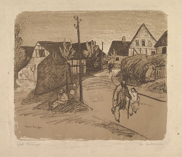 Tramps (Die Vagabunden), Lyonel Charles Feininger (American, New York 1871–1956 New York), Lithograph printed in dark brown ink with tine stone in a light tan ink 