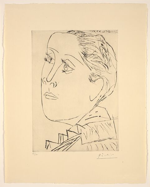 Portrait of Dora Maar with a Chignon I, Pablo Picasso (Spanish, Malaga 1881–1973 Mougins, France), Drypoint 