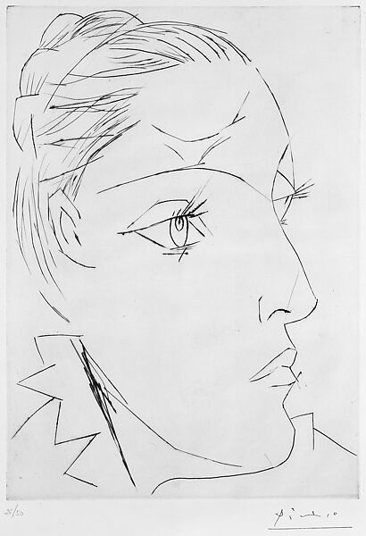 Portrait of Dora Maar with a Chignon II, Pablo Picasso (Spanish, Malaga 1881–1973 Mougins, France), Drypoint