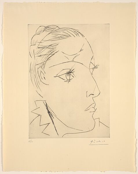 Portrait of Dora Maar with a Chignon II, Pablo Picasso (Spanish, Malaga 1881–1973 Mougins, France), Drypoint 