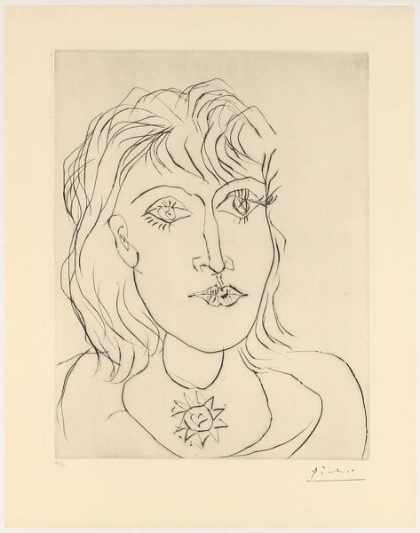 Dora Maar with a Necklace, Pablo Picasso (Spanish, Malaga 1881–1973 Mougins, France), Drypoint 