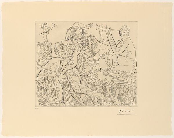 Bacchanal with Cupid, Pablo Picasso (Spanish, Malaga 1881–1973 Mougins, France), Etching 