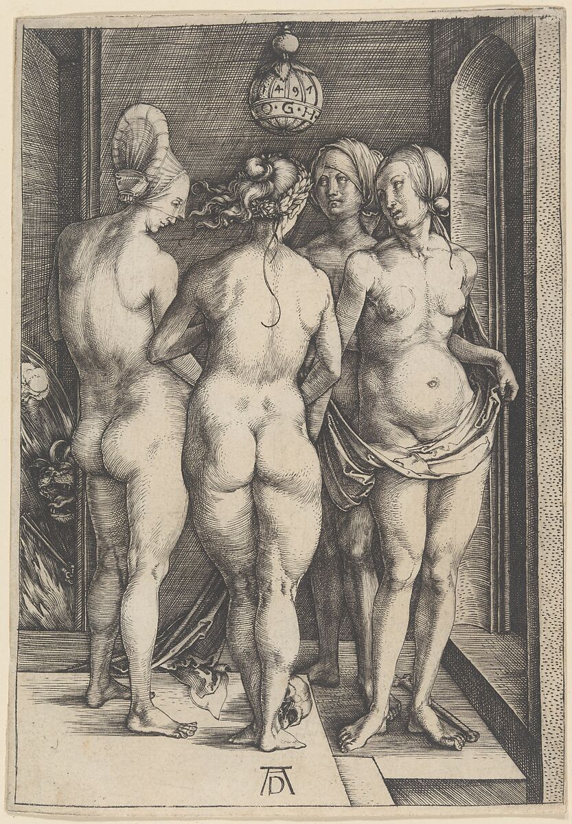 Four Naked Women, Albrecht Dürer (German, Nuremberg 1471–1528 Nuremberg), Engraving 
