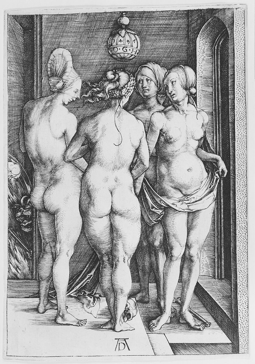 Four Naked Women, Albrecht Dürer (German, Nuremberg 1471–1528 Nuremberg), Engraving