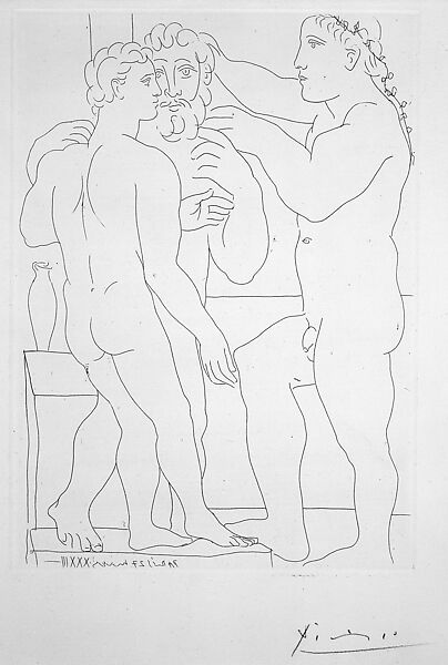 Two Sculptured Men, from the Vollard Suite, Pablo Picasso (Spanish, Malaga 1881–1973 Mougins, France), Etching