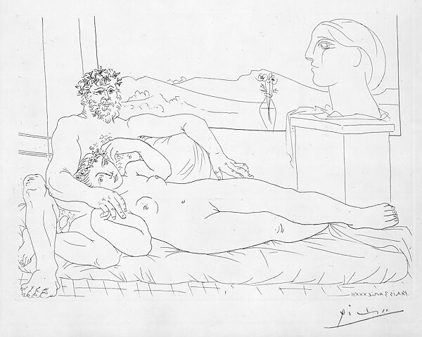 The Sculptor at Rest II, from "The Vollard Suite", Pablo Picasso (Spanish, Malaga 1881–1973 Mougins, France), Etching