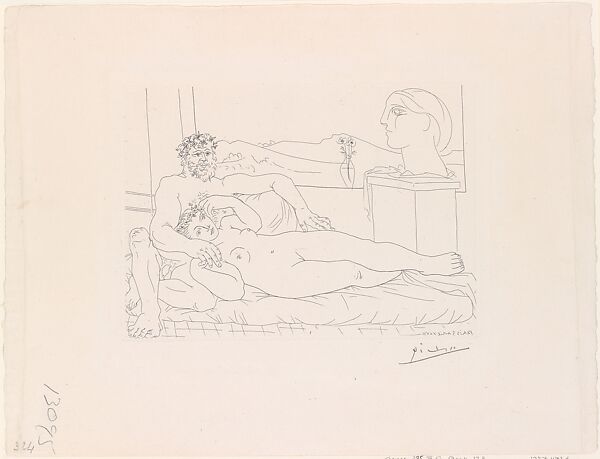 The Sculptor at Rest II, from the Vollard Suite, Pablo Picasso (Spanish, Malaga 1881–1973 Mougins, France), Etching 