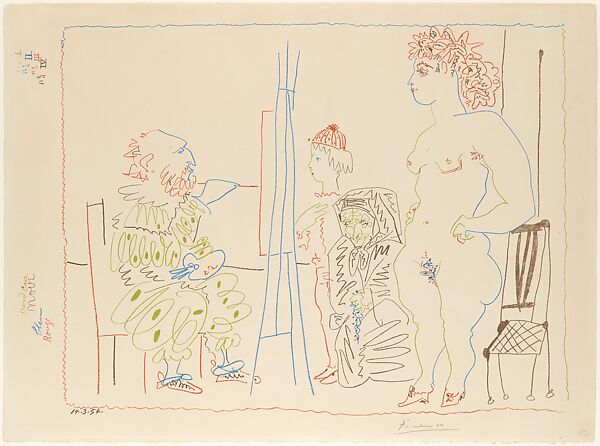 Model and Two Characters, Pablo Picasso (Spanish, Malaga 1881–1973 Mougins, France), Lithograph 