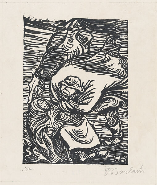 Group in a Storm (Gruppe im Sturm), Ernst Barlach (German, Wedel 1870–1938 Rostock), Woodcut