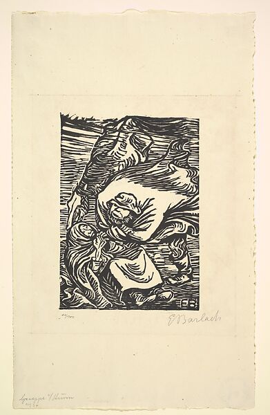 Group in a Storm (Gruppe im Sturm), Ernst Barlach (German, Wedel 1870–1938 Rostock), Woodcut 