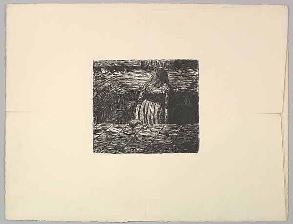 Standing Woman on Basement Stairs (Stehende Frau Auf Halber Kellertreppe), Ernst Barlach (German, Wedel 1870–1938 Rostock), Lithograph 