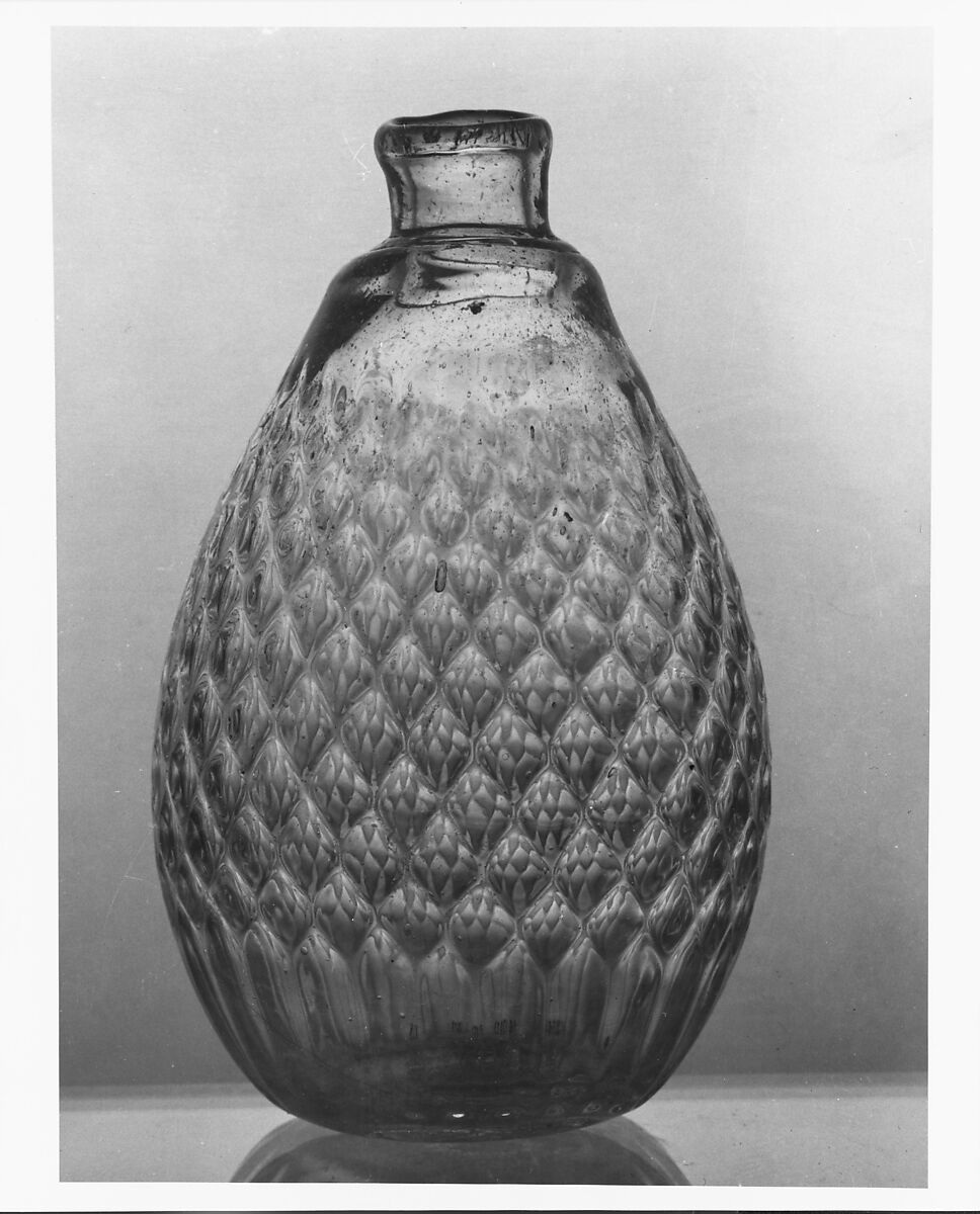Flask, Blown pattern-molded non-lead glass, European, probably 