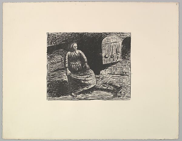 Kneeling Mother at the Bed of Her Sleeping Son (Kniende Mutter am Bett des Schlafenden Sohns), Ernst Barlach (German, Wedel 1870–1938 Rostock), Lithograph 