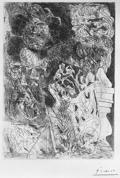 Rembrandt with a Palette, from the Vollard Suite, Pablo Picasso (Spanish, Malaga 1881–1973 Mougins, France), Etching